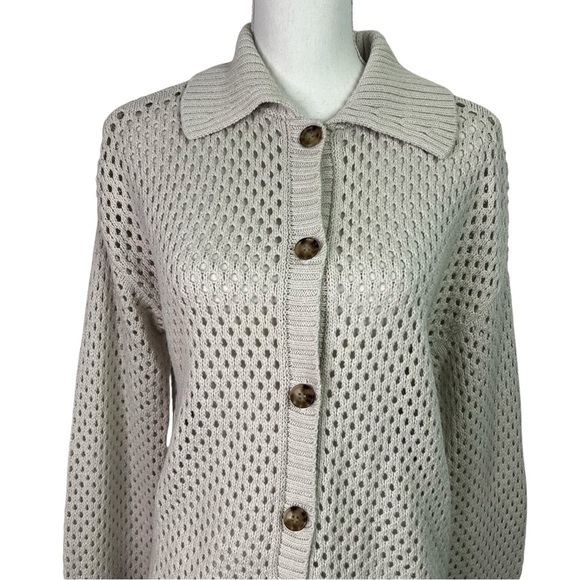 Maurices Women’s Button Front Cardigan Sz Small Color Tan/Beige Open Knit Collar - Picture 2 of 10